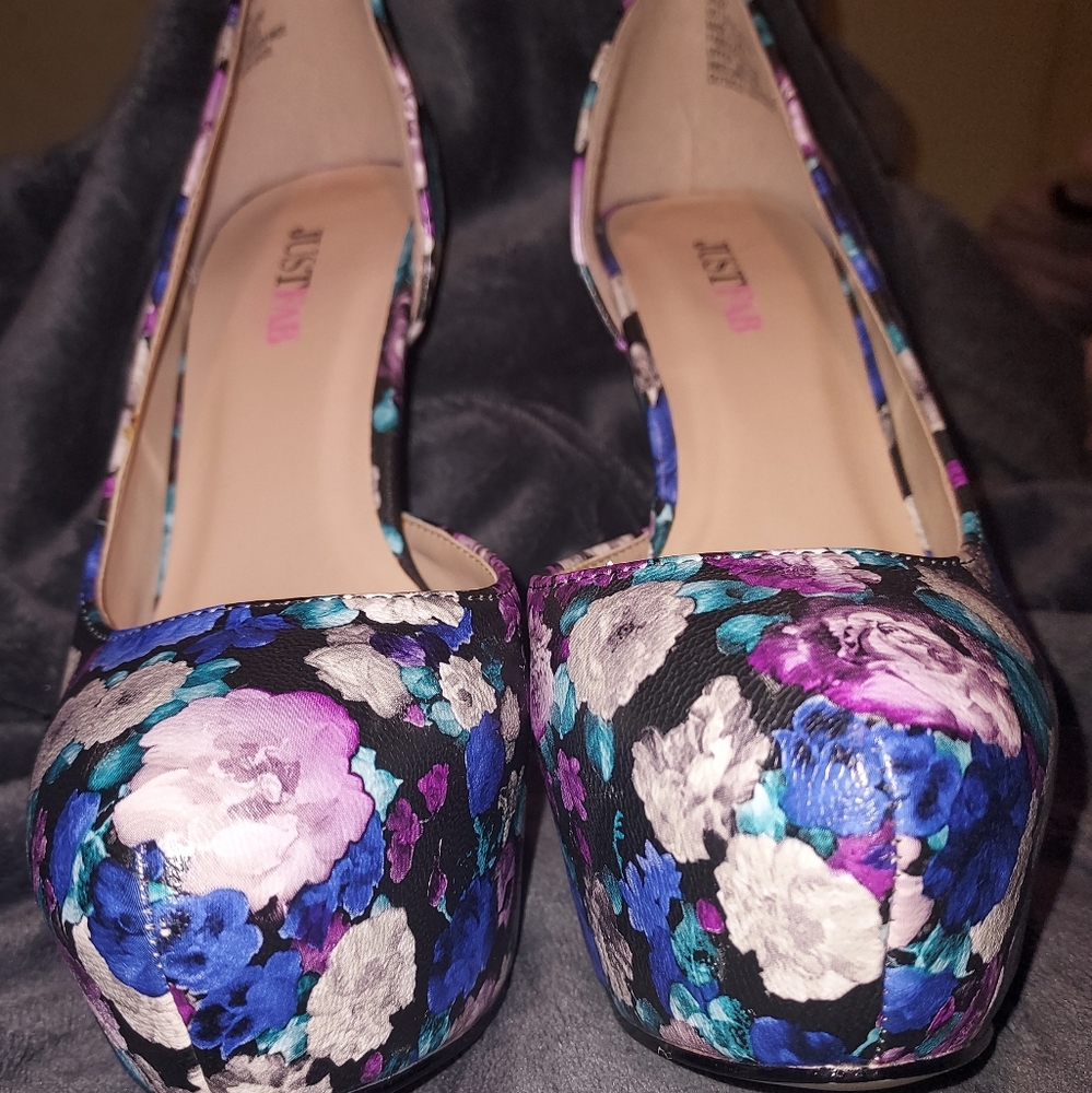 JustFab Jazzy Floral Heels